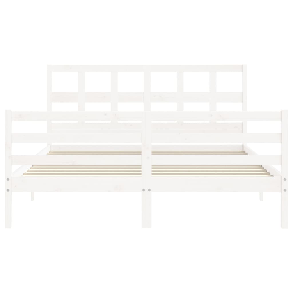 Cadre de lit sans matelas blanc 160x200 cm bois massif