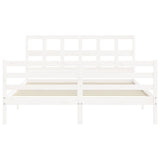 Cadre de lit sans matelas blanc 160x200 cm bois massif