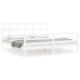 Cadre de lit sans matelas blanc bois massif