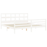 Cadre de lit sans matelas blanc bois massif