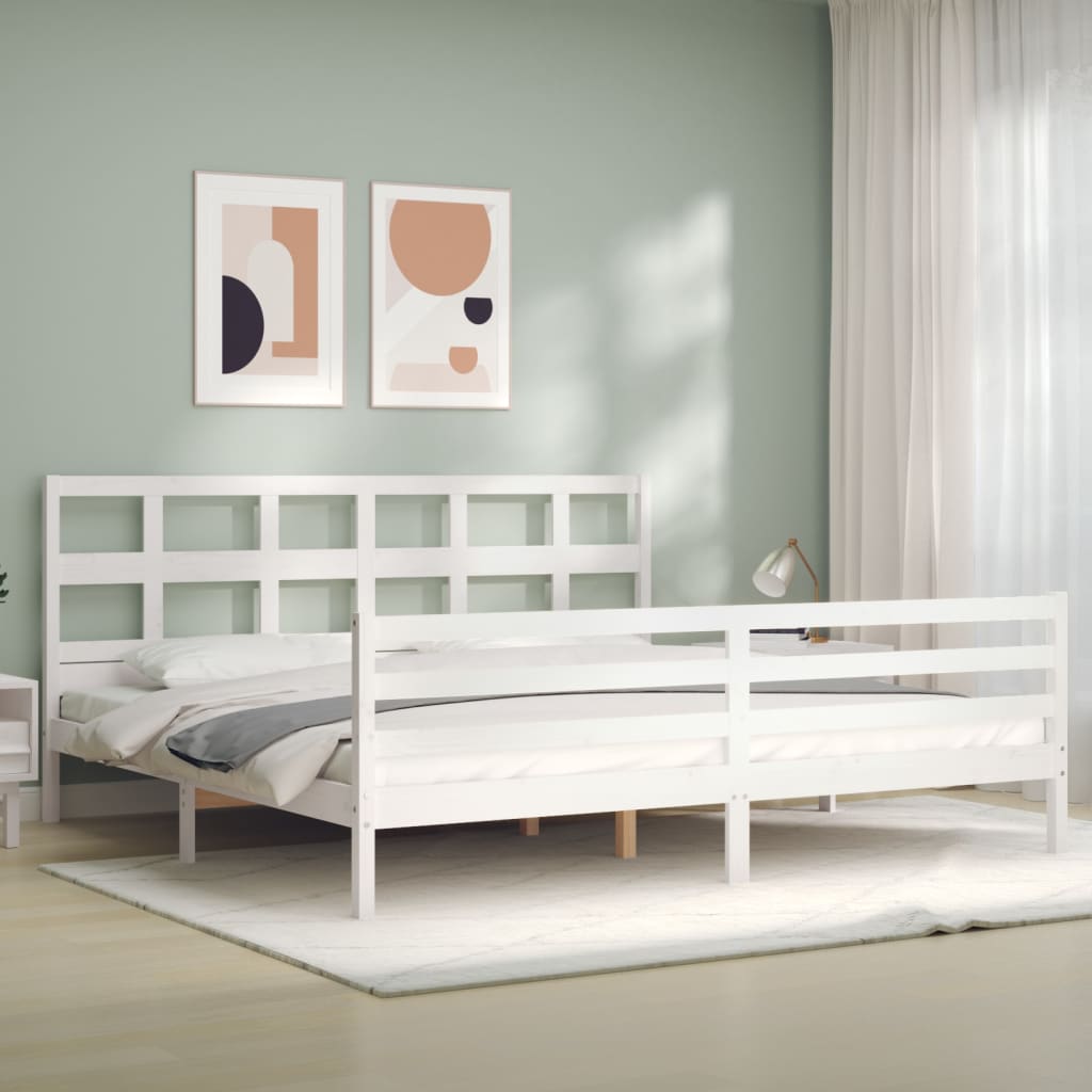 Cadre de lit sans matelas blanc bois massif