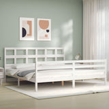 Cadre de lit sans matelas blanc bois massif