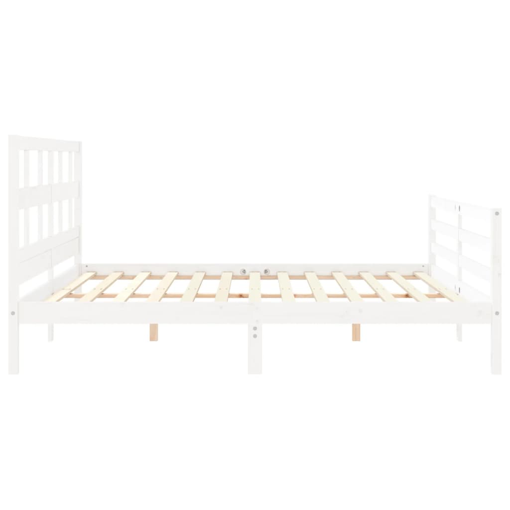 Cadre de lit sans matelas blanc bois massif