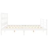 Cadre de lit sans matelas blanc bois massif