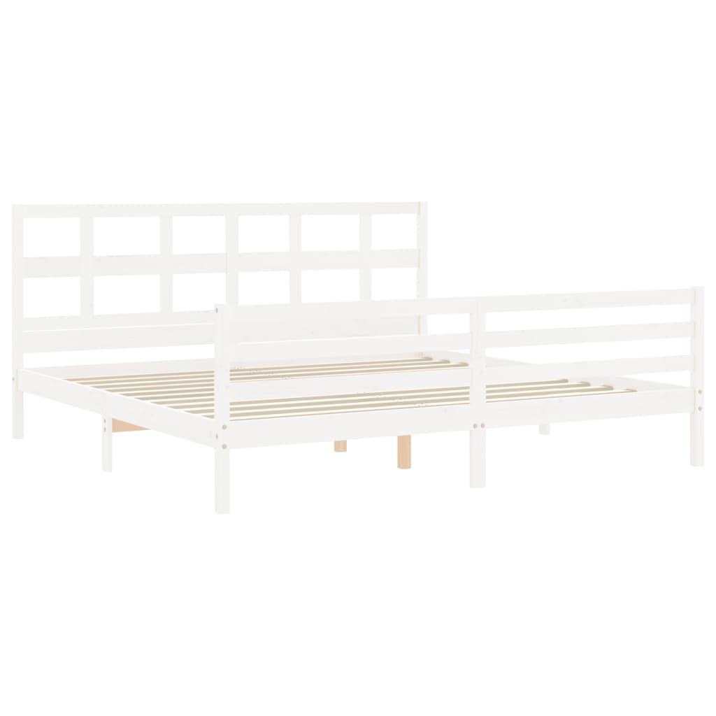 Cadre de lit sans matelas blanc 200x200 cm bois massif