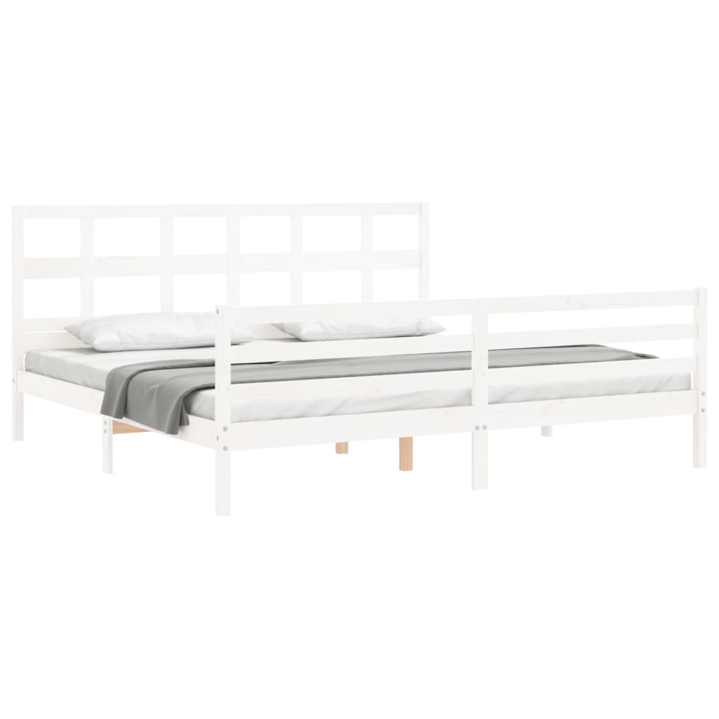 Cadre de lit sans matelas blanc 200x200 cm bois massif