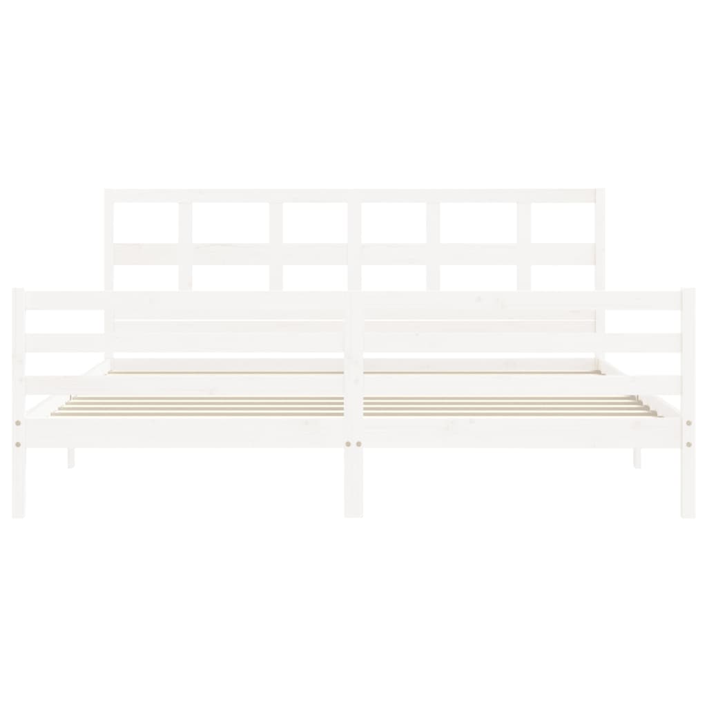 Cadre de lit sans matelas blanc 200x200 cm bois massif