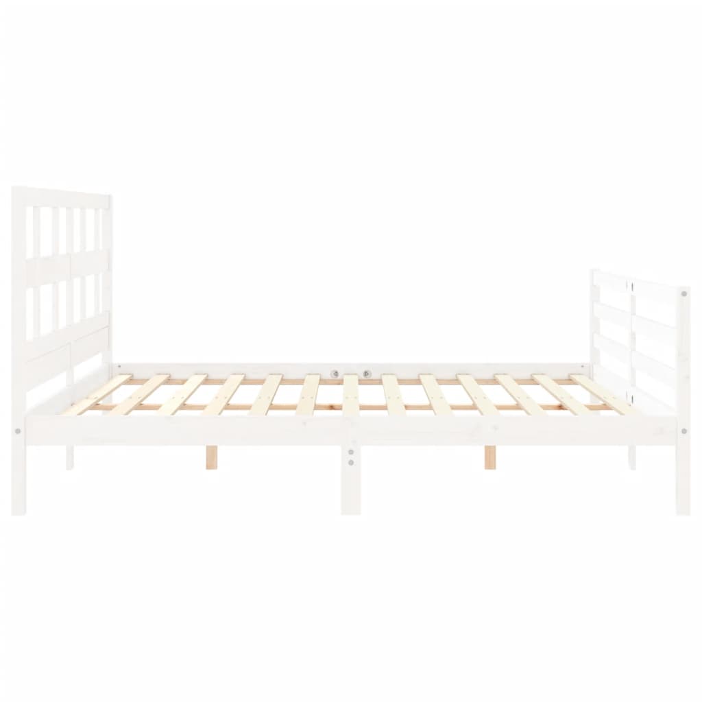 Cadre de lit sans matelas blanc 200x200 cm bois massif