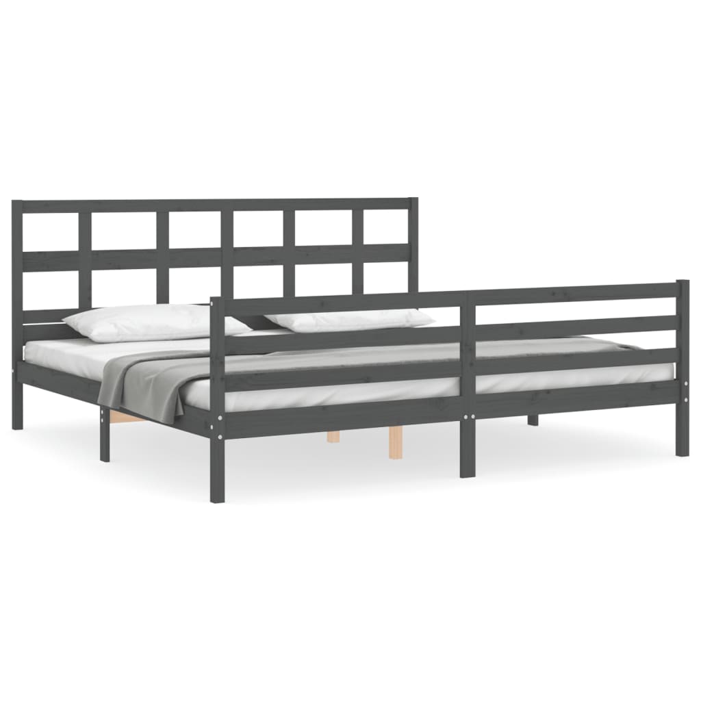 Cadre de lit sans matelas gris 200x200 cm bois massif