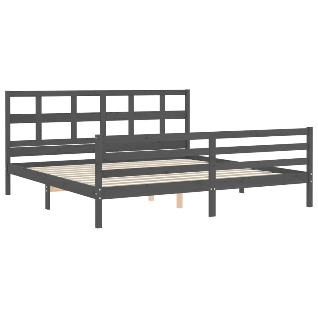 Cadre de lit sans matelas gris 200x200 cm bois massif