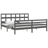 Cadre de lit sans matelas gris 200x200 cm bois massif