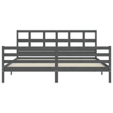 Cadre de lit sans matelas gris 200x200 cm bois massif