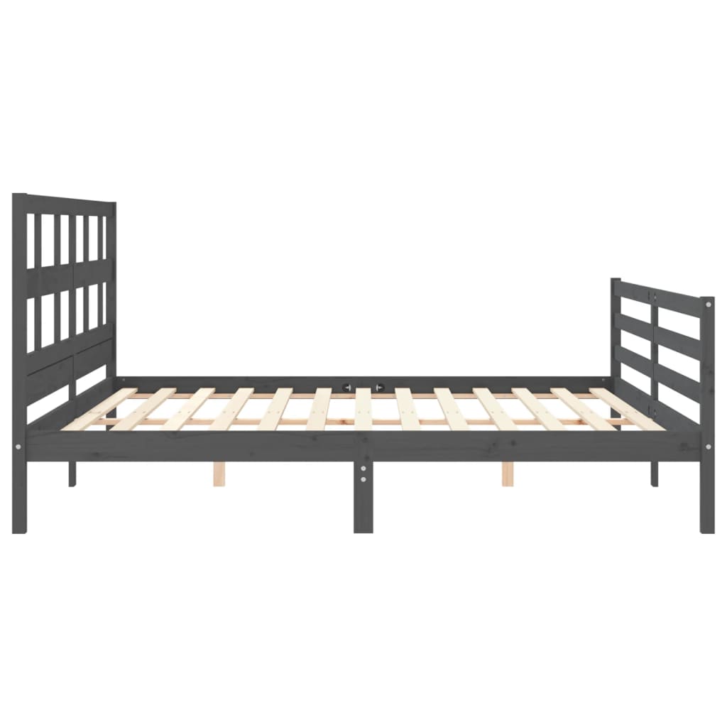 Cadre de lit sans matelas gris 200x200 cm bois massif