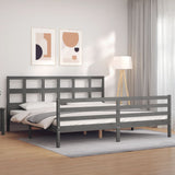 Cadre de lit sans matelas gris 200x200 cm bois massif