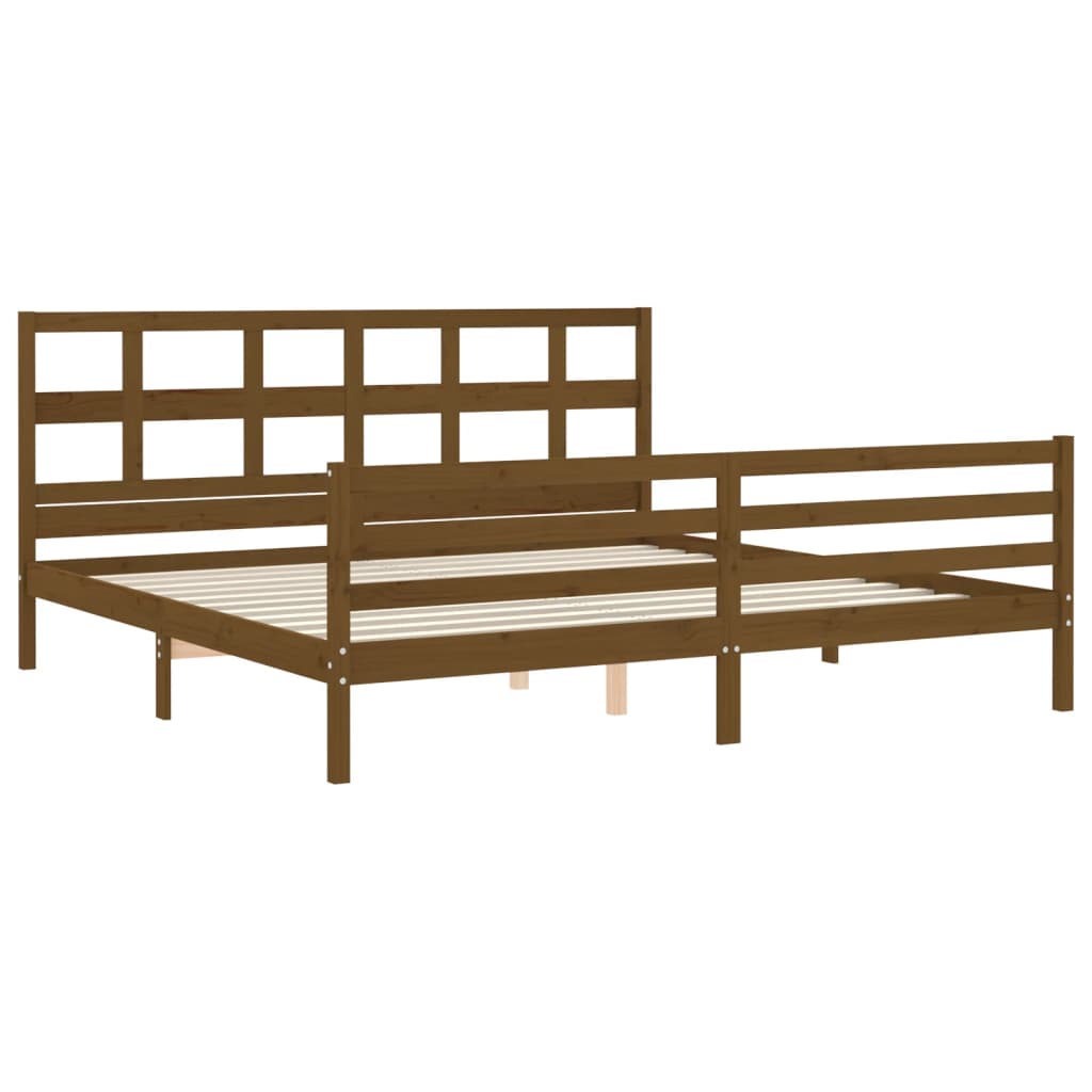 Cadre de lit sans matelas marron miel 200x200 cm bois massif