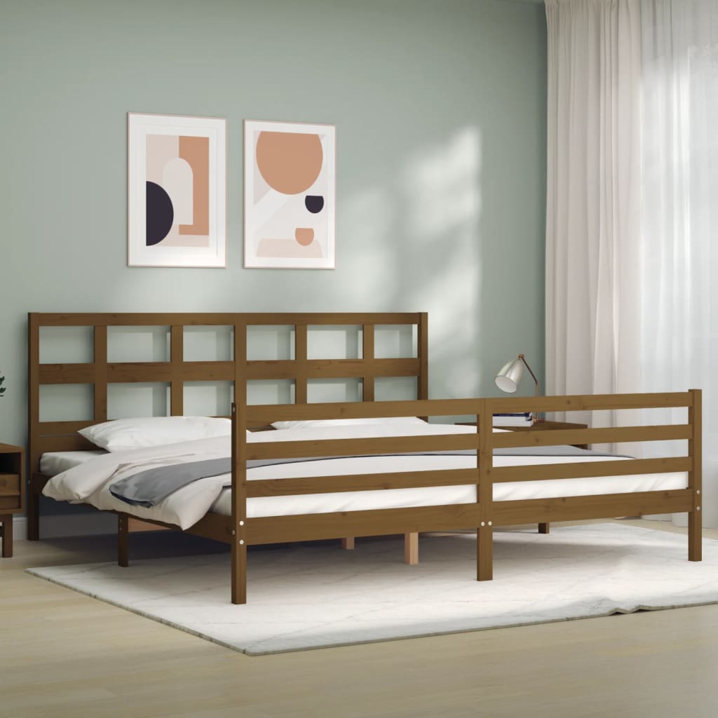 Cadre de lit sans matelas marron miel 200x200 cm bois massif