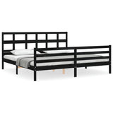 Cadre de lit sans matelas noir 200x200 cm bois massif