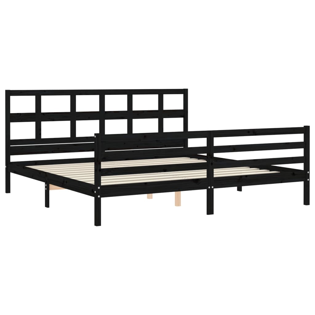 Cadre de lit sans matelas noir 200x200 cm bois massif