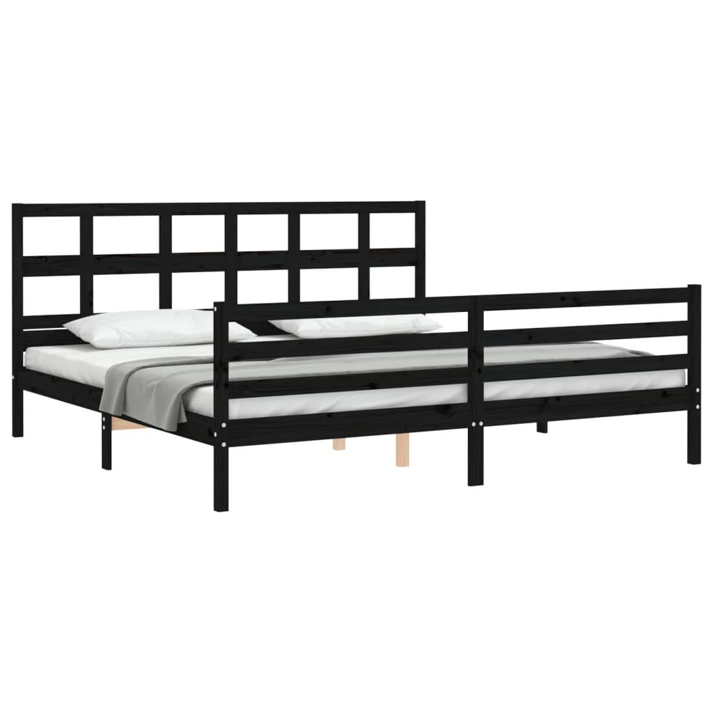 Cadre de lit sans matelas noir 200x200 cm bois massif