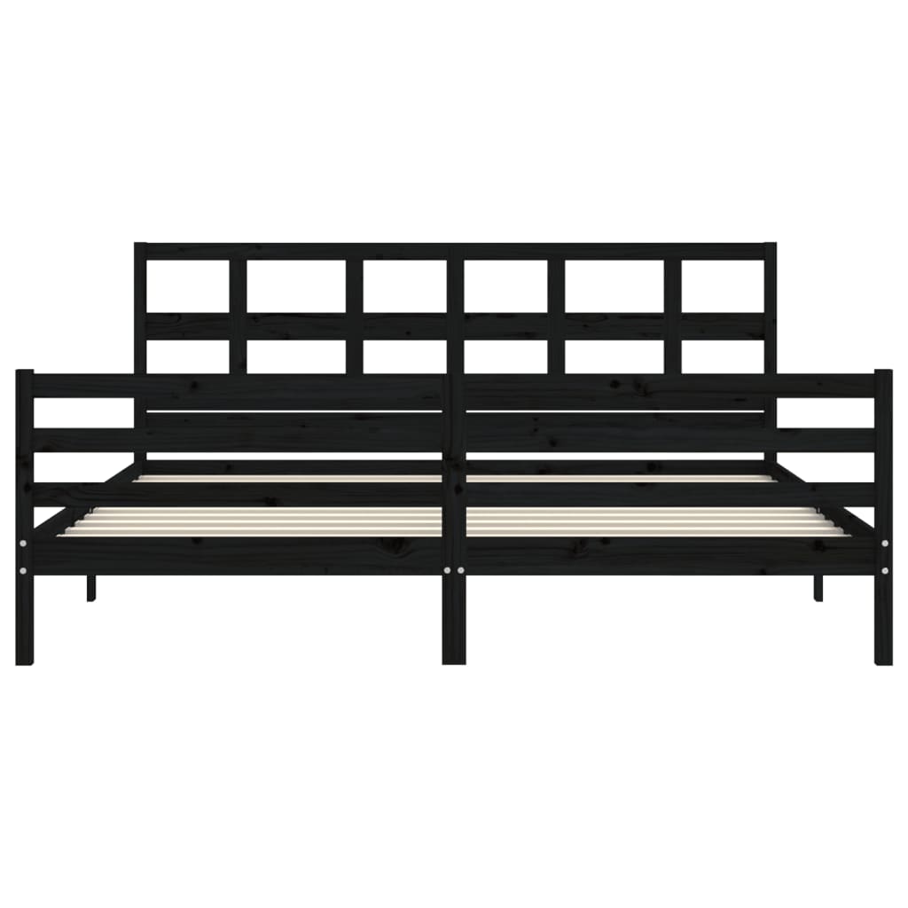 Cadre de lit sans matelas noir 200x200 cm bois massif