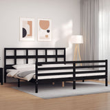 Cadre de lit sans matelas noir 200x200 cm bois massif