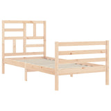 Solid wood bed frame without mattress