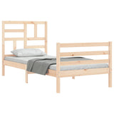 Solid wood bed frame without mattress