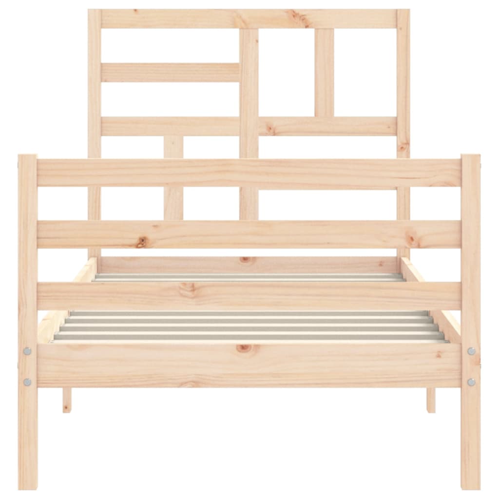 Solid wood bed frame without mattress