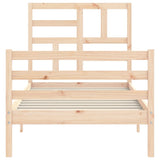 Solid wood bed frame without mattress