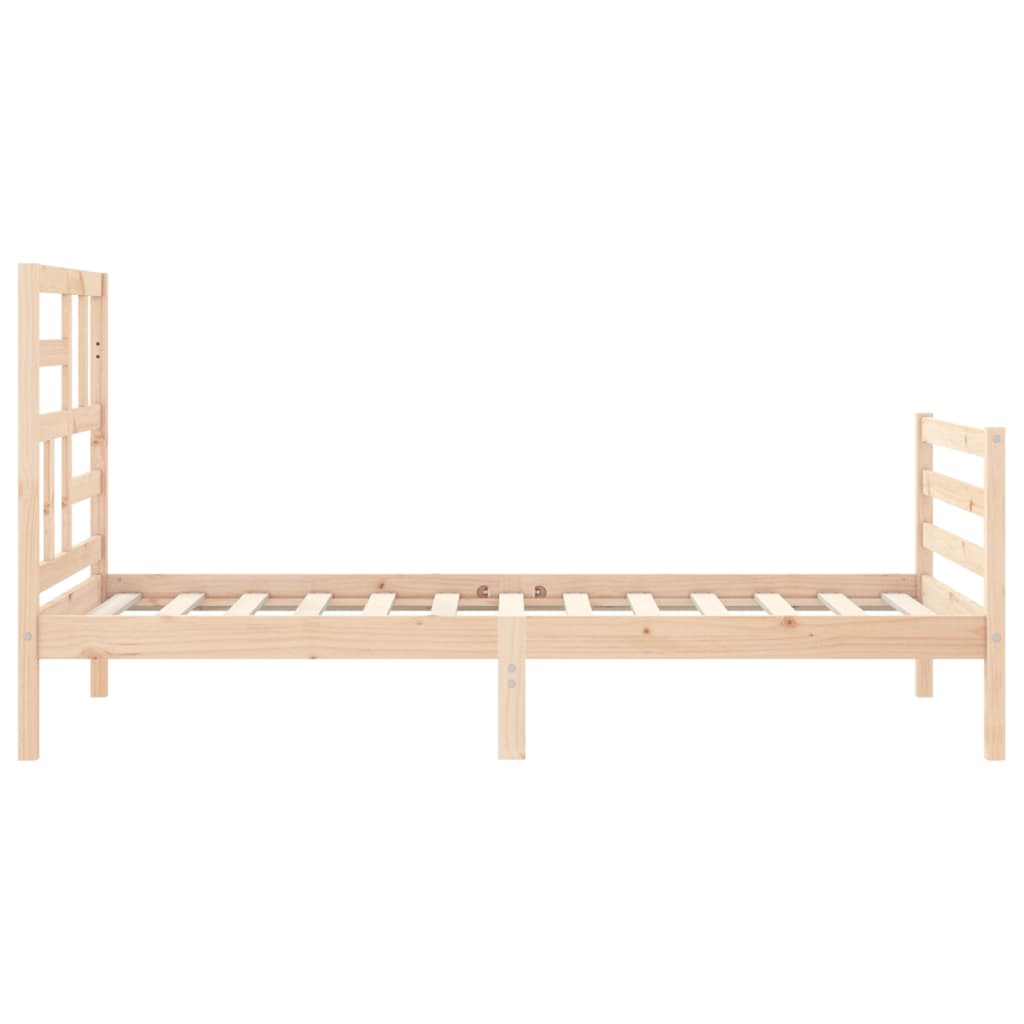 Solid wood bed frame without mattress