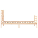 Solid wood bed frame without mattress