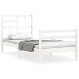 Cadre de lit sans matelas blanc bois massif