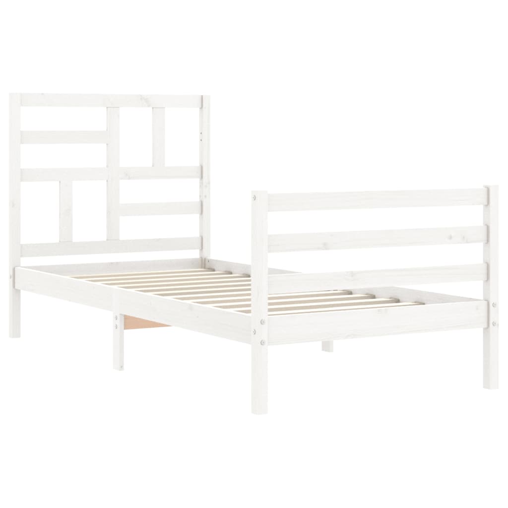 Cadre de lit sans matelas blanc bois massif