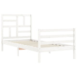 Cadre de lit sans matelas blanc bois massif