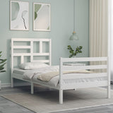 Cadre de lit sans matelas blanc bois massif