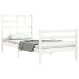 Cadre de lit sans matelas blanc bois massif