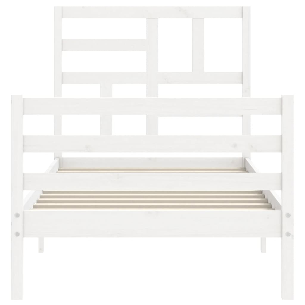 Cadre de lit sans matelas blanc bois massif