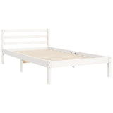 Cadre de lit sans matelas blanc bois massif