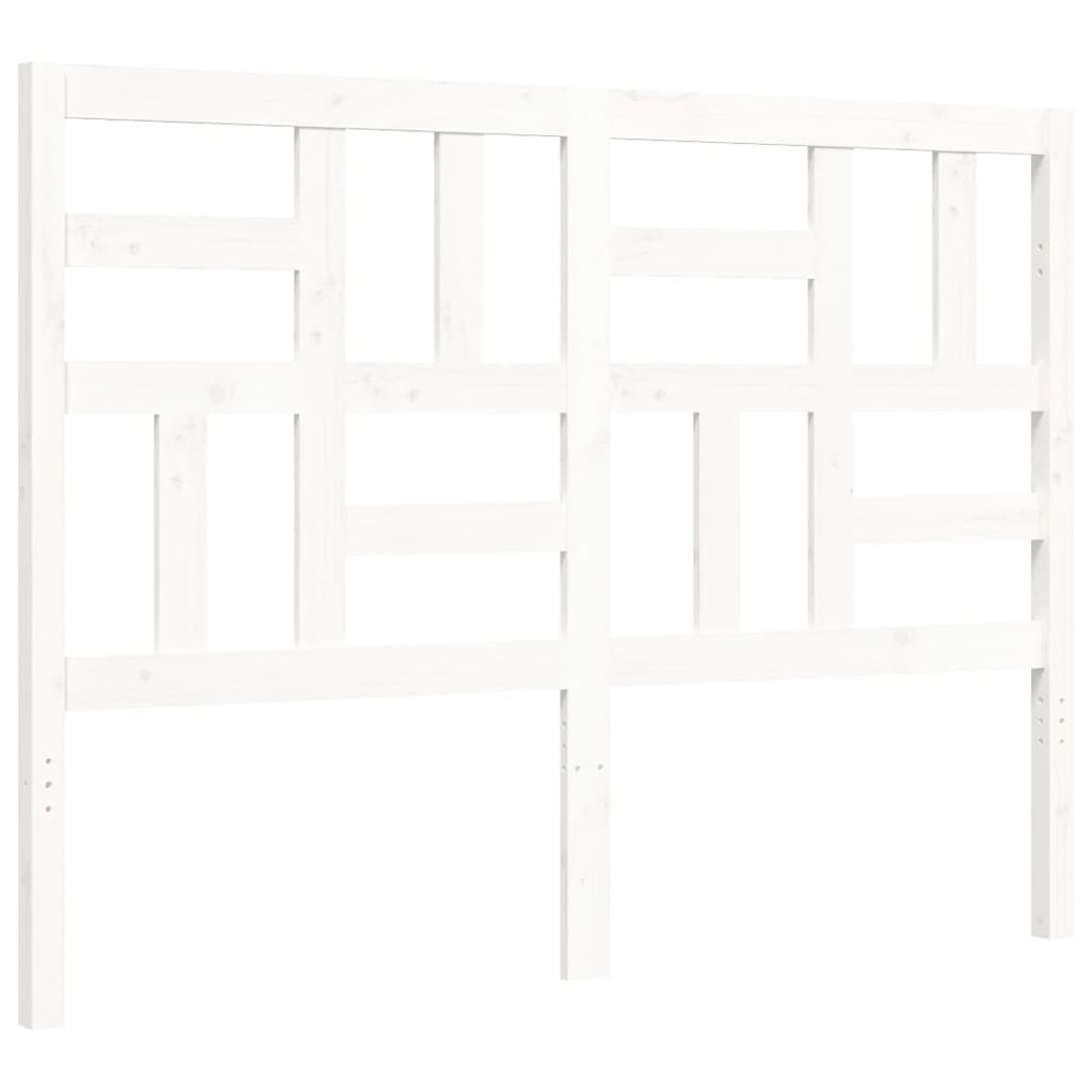 White solid wood bed frame without mattress