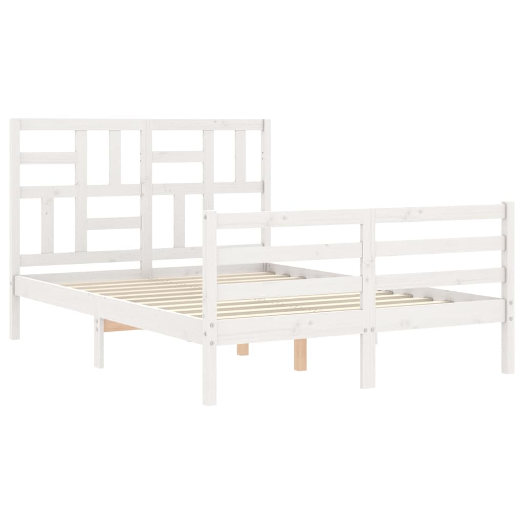 Cadre de lit sans matelas blanc bois massif