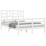 Cadre de lit sans matelas blanc bois massif