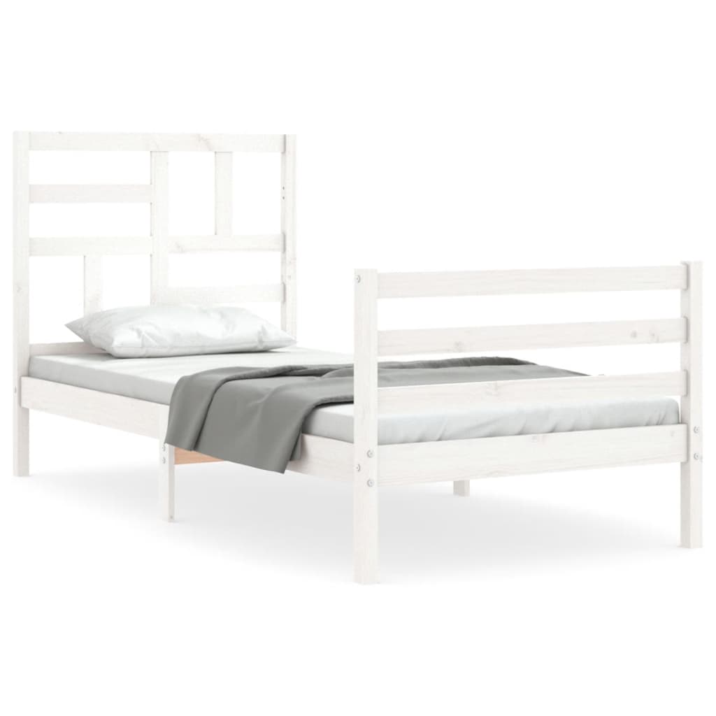 Cadre de lit sans matelas blanc 90x200 cm bois massif