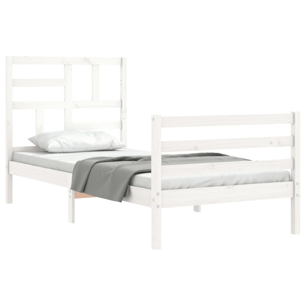 Cadre de lit sans matelas blanc 90x200 cm bois massif