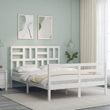 Cadre de lit sans matelas blanc 120x200 cm bois massif