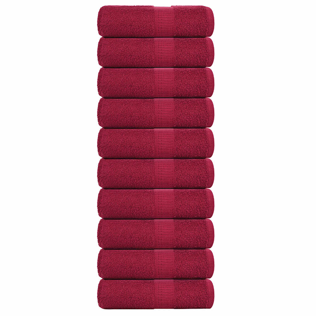 Serviettes de visage 10pcs bordeaux 30x30cm 360 g/m² 100% coton