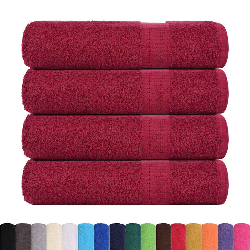 Essuie-mains 4 pcs bordeaux 50x100 cm 360 g/m² 100% coton