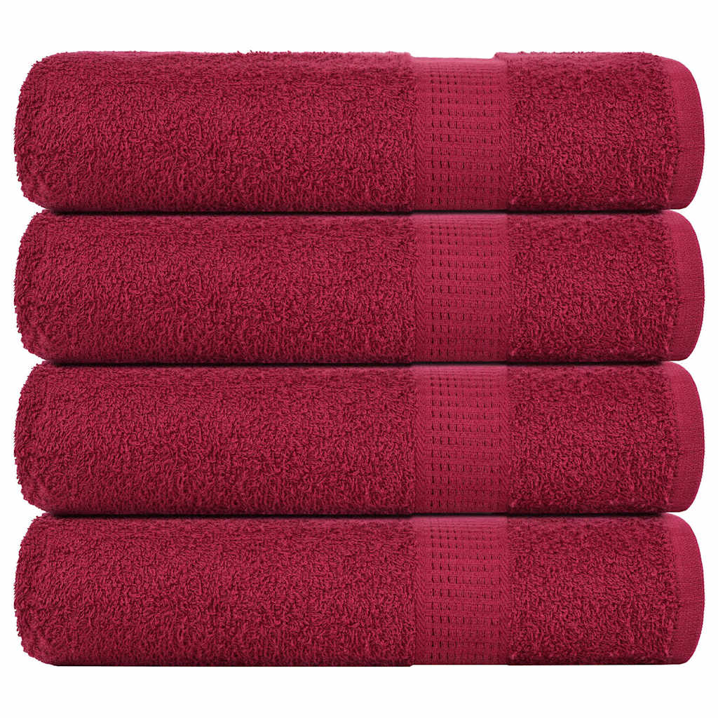 Serviettes de douche 4 pcs bordeaux 70x140cm 360g/m² 100% coton