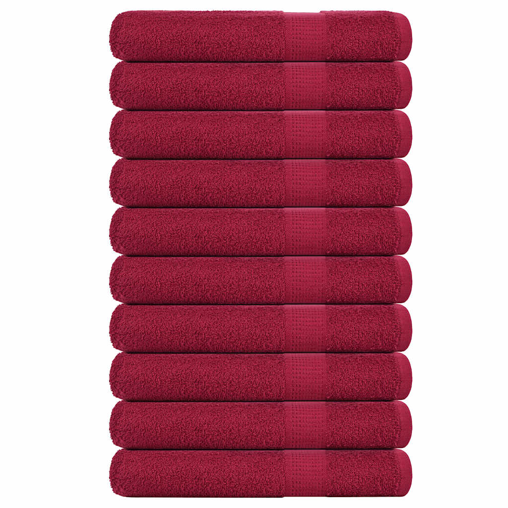 Serviettes 10 pcs bordeaux 100x200 cm 360 g/m² 100% coton