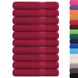 Serviettes 10 pcs bordeaux 100x200 cm 360 g/m² 100% coton