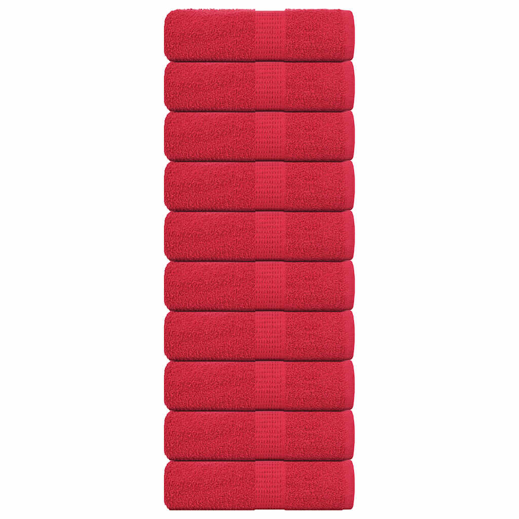 Serviettes de visage 10 pcs rouge 30x30 cm 360 g/m² 100% coton